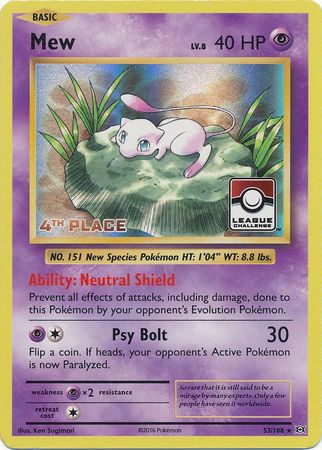 Mew (53/108) (League Promo 4th Place) [XY: Evolutions] | Pegasus Games WI