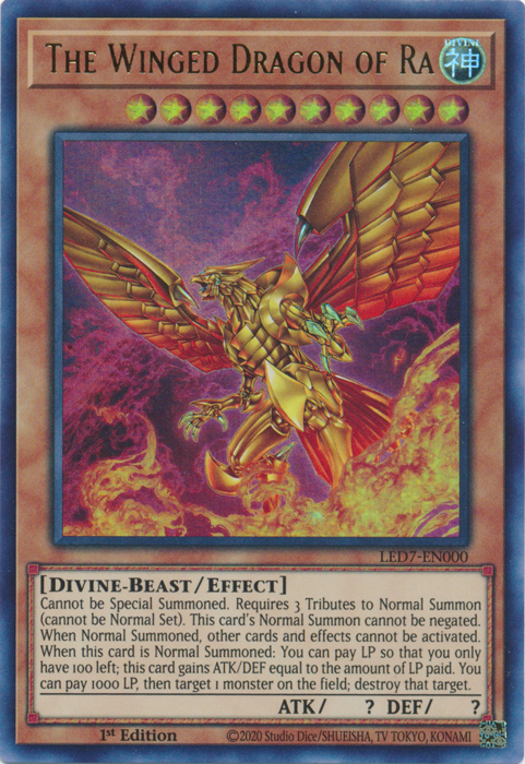 The Winged Dragon of Ra (Alternate Art) [LED7-EN000] Ultra Rare | Pegasus Games WI