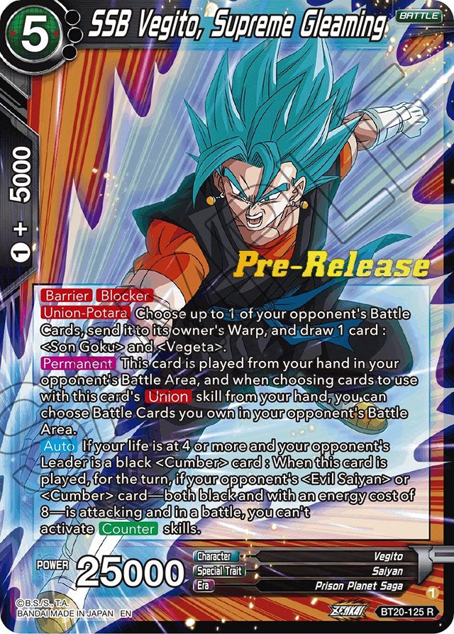 SSB Vegito, Supreme Gleaming (BT20-125) [Power Absorbed Prerelease Promos] | Pegasus Games WI