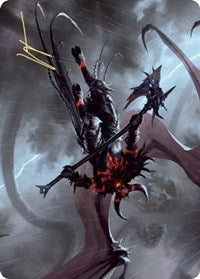 Burning-Rune Demon Art Card (Gold-Stamped Signature) [Kaldheim Art Series] | Pegasus Games WI
