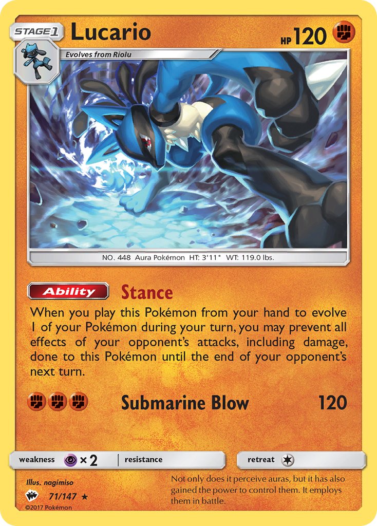 Lucario (71/147) (Theme Deck Exclusive) [Sun & Moon: Burning Shadows] | Pegasus Games WI