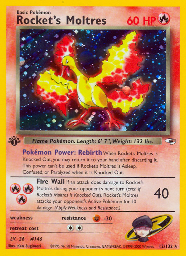 Rocket's Moltres (12/132) [Gym Heroes 1st Edition] | Pegasus Games WI