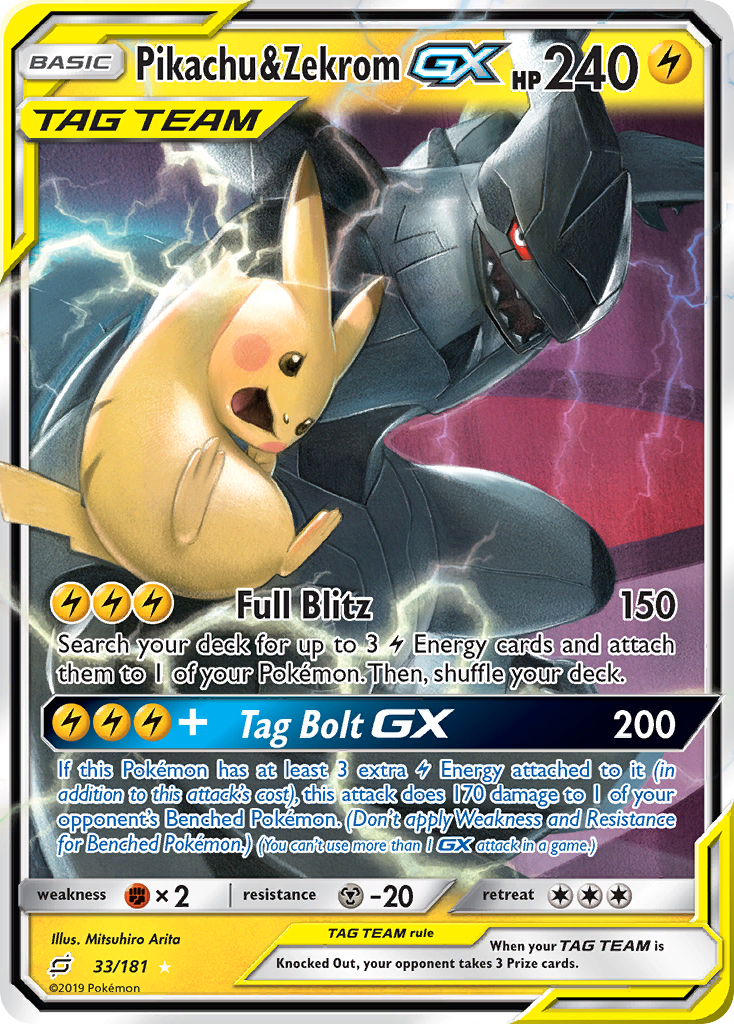 Pikachu & Zekrom GX (33/181) [Sun & Moon: Team Up] | Pegasus Games WI