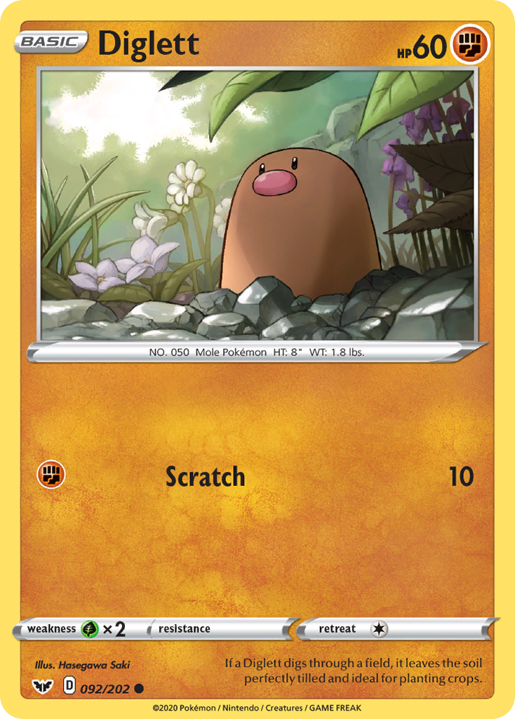 Diglett (092/202) [Sword & Shield: Base Set] | Pegasus Games WI