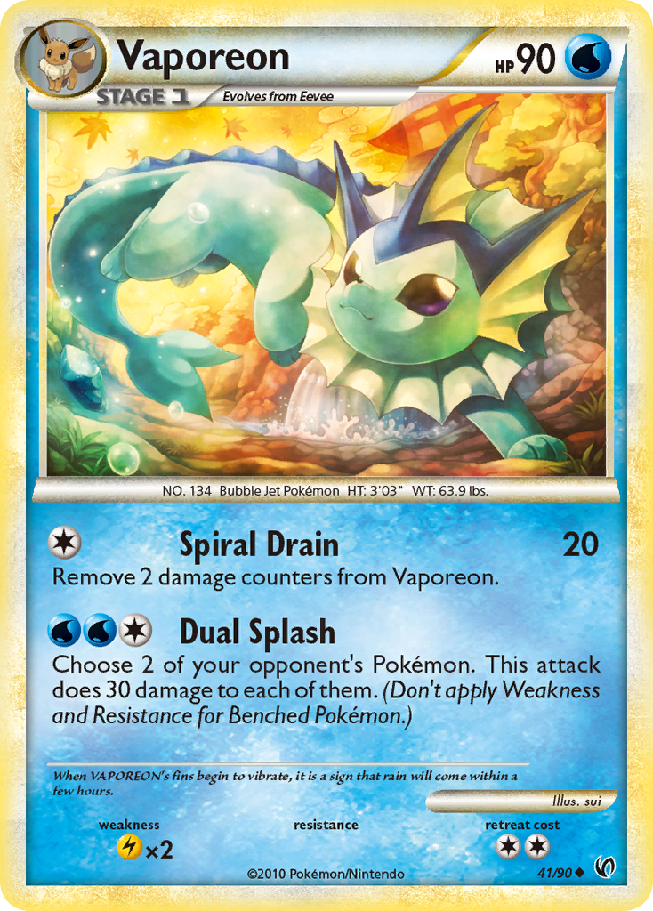 Vaporeon (41/90) [HeartGold & SoulSilver: Undaunted] | Pegasus Games WI