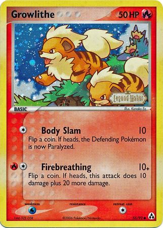 Growlithe (55/92) (Stamped) [EX: Legend Maker] | Pegasus Games WI