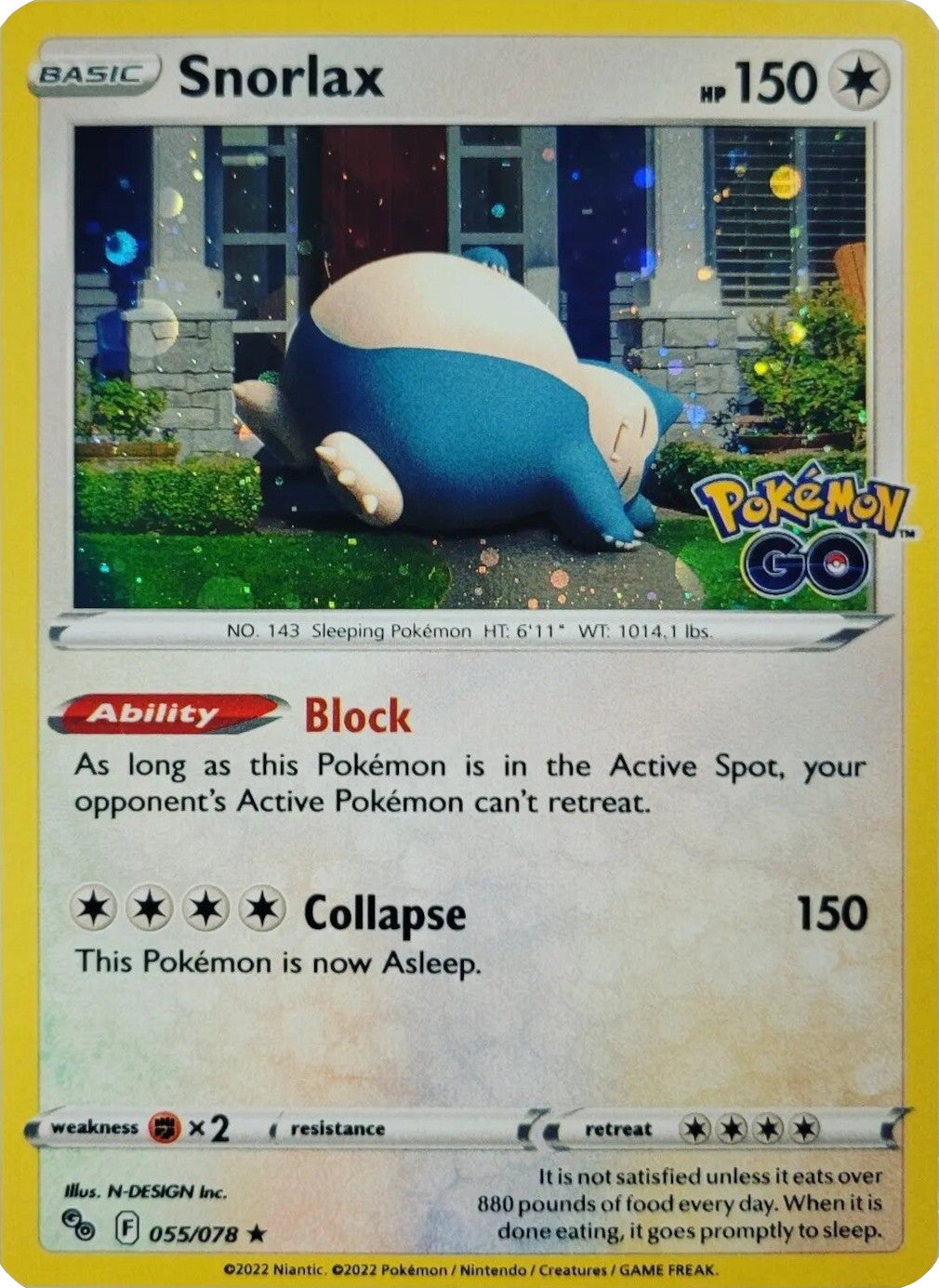 Snorlax (055/078) (Cosmos Holo) [Pokémon GO] | Pegasus Games WI
