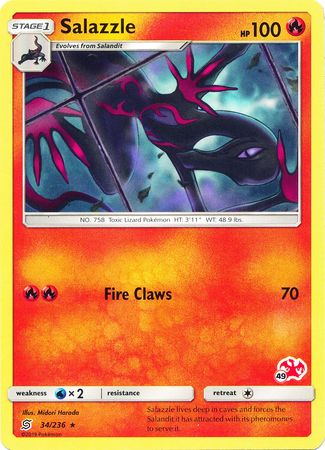 Salazzle (34/236) (Charizard Stamp #49) [Battle Academy 2020] | Pegasus Games WI