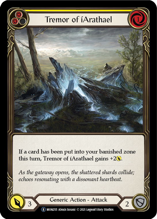 Tremor of iArathael (Yellow) (Rainbow Foil) [U-MON255-RF] Unlimited Rainbow Foil | Pegasus Games WI