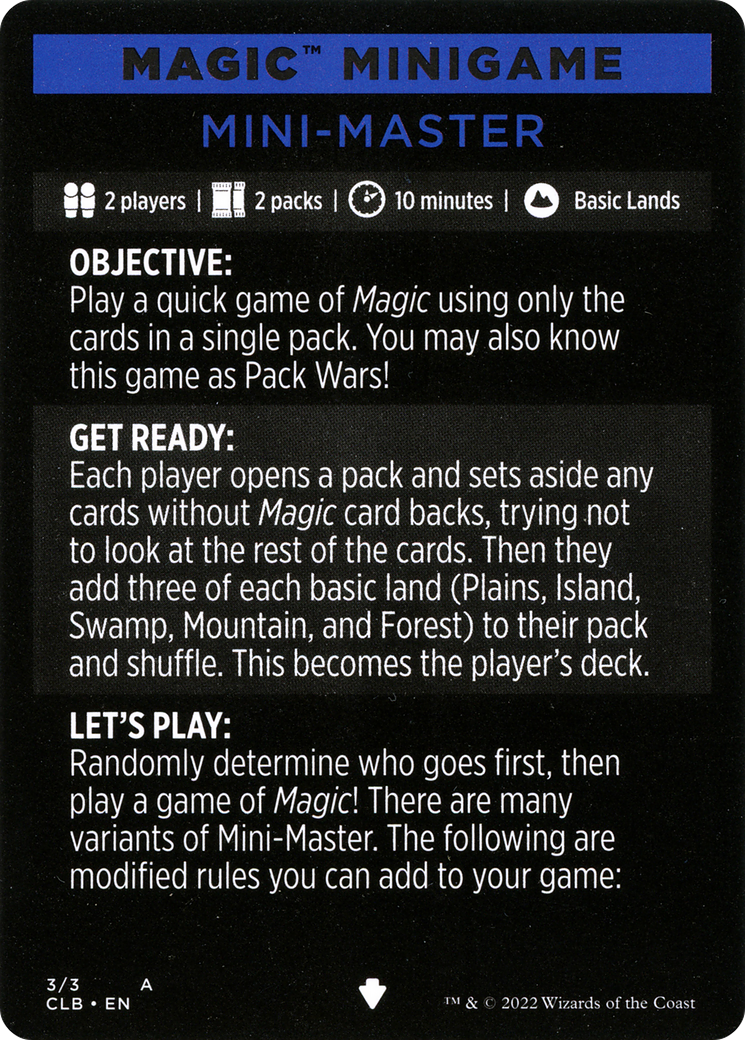 Mini-Master (Magic Minigame) [Commander Legends: Battle for Baldur's Gate Minigame] | Pegasus Games WI