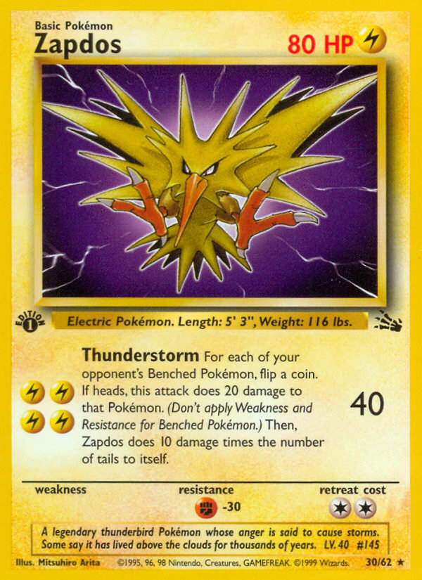 Zapdos (30/62) [Fossil 1st Edition] | Pegasus Games WI