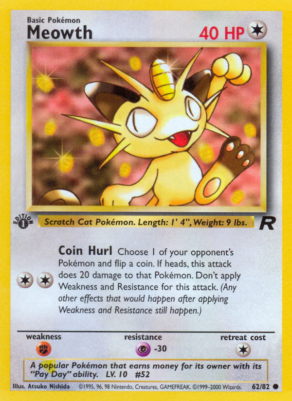 Meowth (62/82) [Team Rocket 1st Edition] | Pegasus Games WI