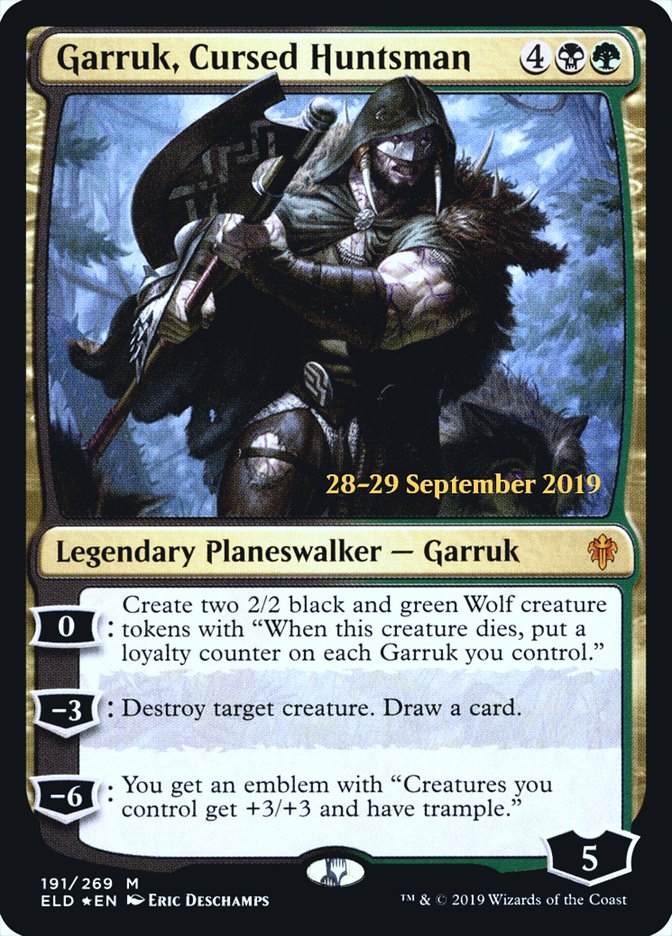 Garruk, Cursed Huntsman [Throne of Eldraine Prerelease Promos] | Pegasus Games WI
