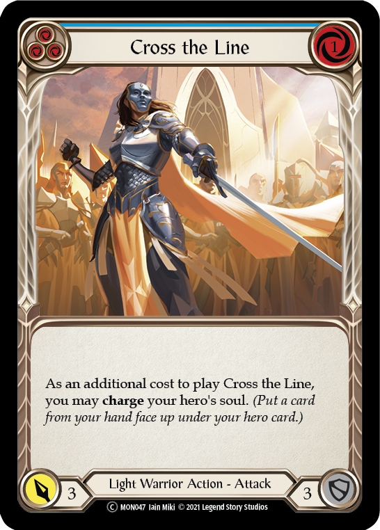 Cross the Line (Blue) (Rainbow Foil) [U-MON047-RF] Unlimited Rainbow Foil | Pegasus Games WI