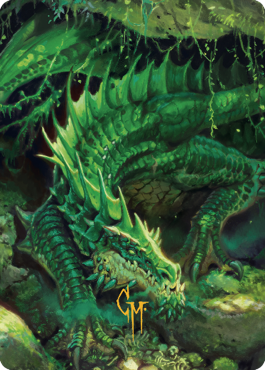 Lurking Green Dragon Art Card (Gold-Stamped Signature) [Commander Legends: Battle for Baldur's Gate Art Series] | Pegasus Games WI
