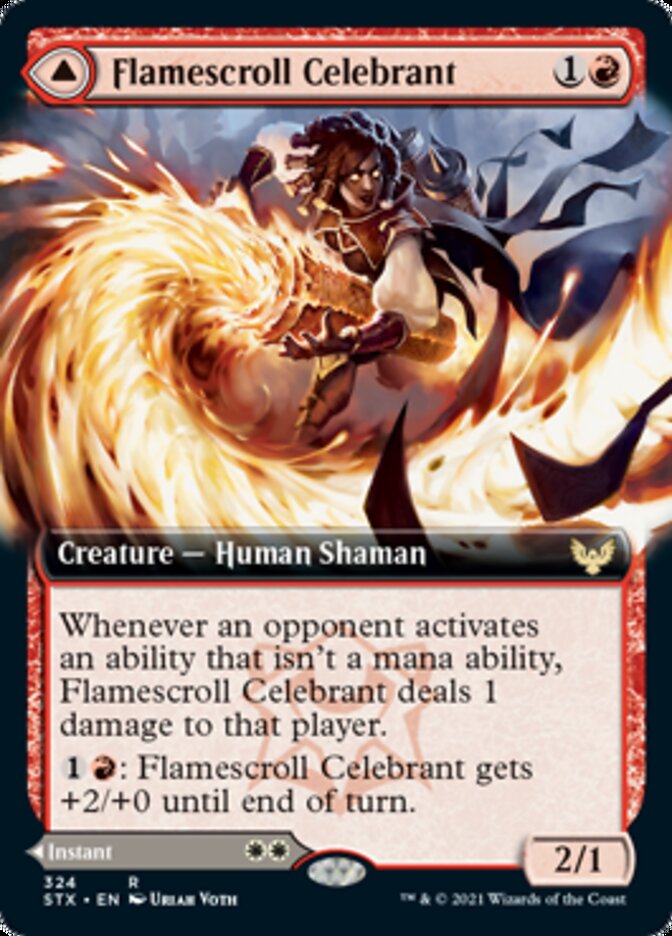 Flamescroll Celebrant // Revel in Silence (Extended Art) [Strixhaven: School of Mages] | Pegasus Games WI