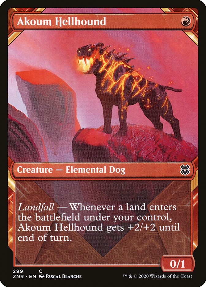 Akoum Hellhound (Showcase) [Zendikar Rising] | Pegasus Games WI