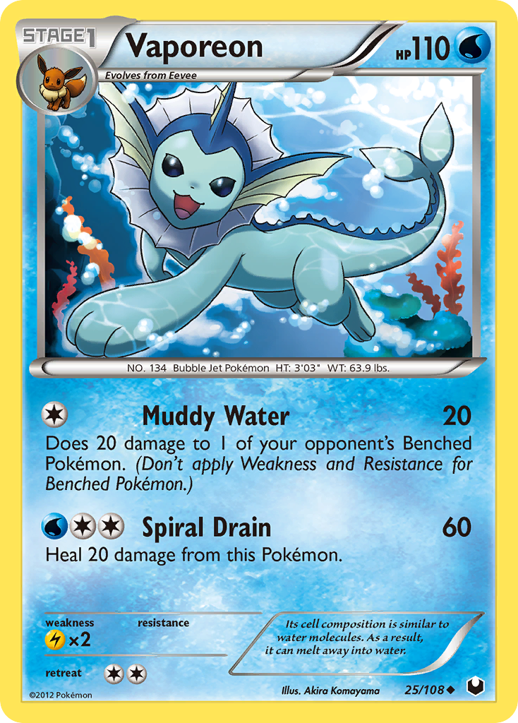 Vaporeon (25/108) [Black & White: Dark Explorers] | Pegasus Games WI