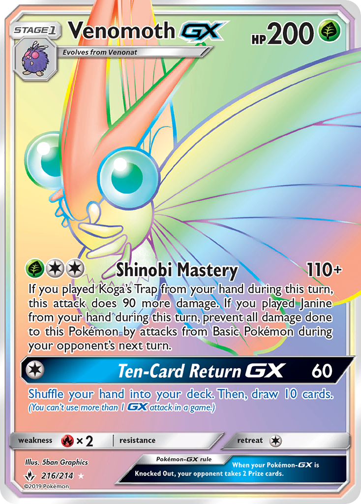 Venomoth GX (216/214) [Sun & Moon: Unbroken Bonds] | Pegasus Games WI