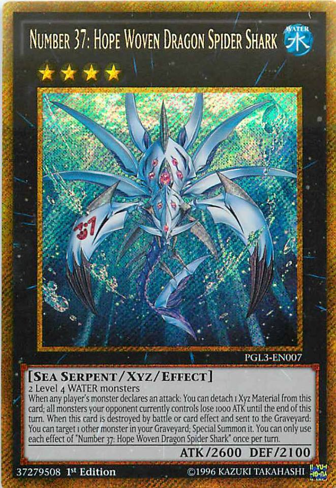 Number 37: Hope Woven Dragon Spider Shark [PGL3-EN007] Gold Secret Rare | Pegasus Games WI