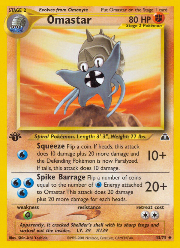Omastar (43/75) [Neo Discovery 1st Edition] | Pegasus Games WI