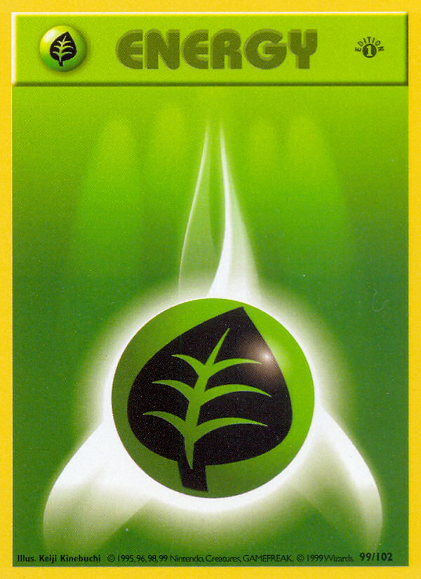 Grass Energy (99/102) (Shadowless) [Base Set 1st Edition] | Pegasus Games WI