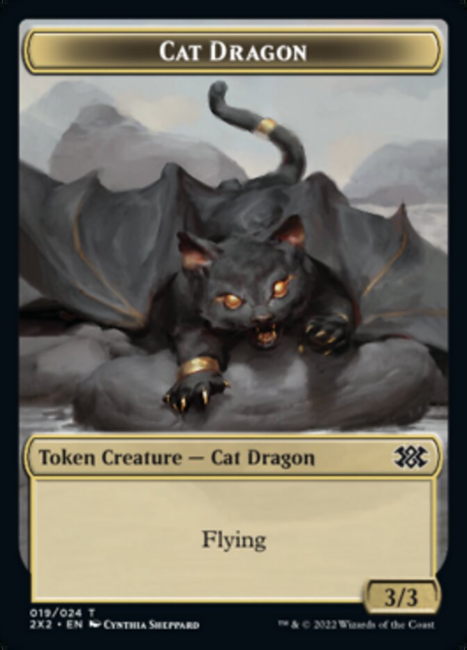 Cat Dragon // Spirit (008) Double-Sided Token [Double Masters 2022 Tokens] | Pegasus Games WI