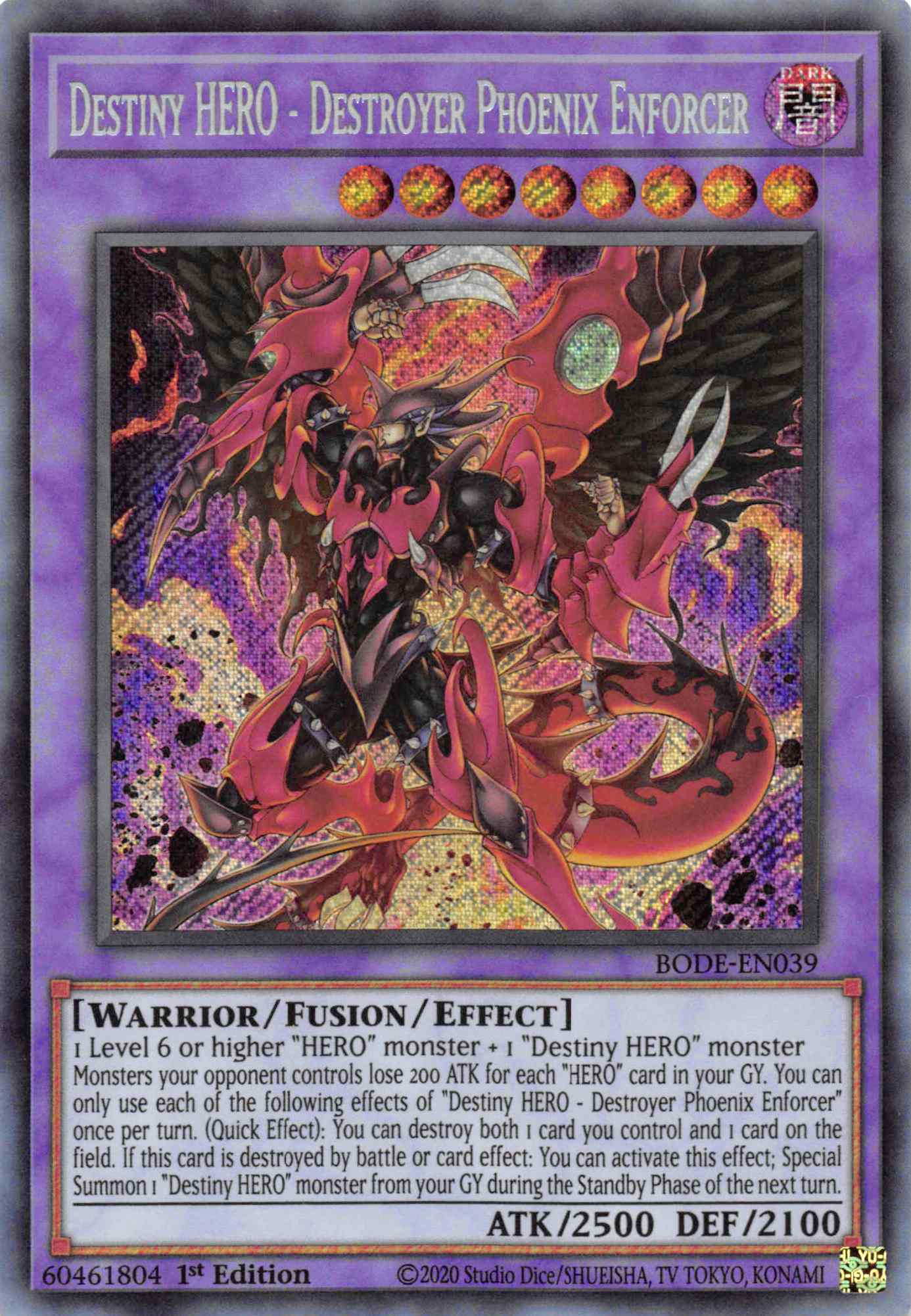 Destiny HERO - Destroyer Phoenix Enforcer [BODE-EN039] Secret Rare | Pegasus Games WI