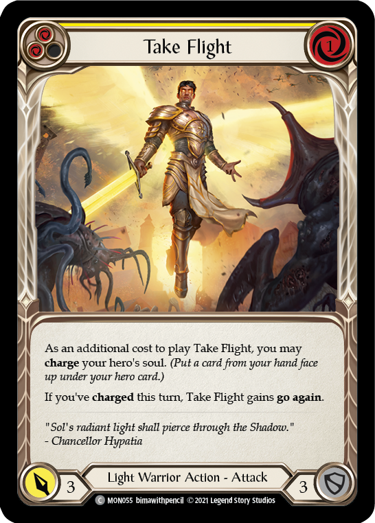 Take Flight (Yellow) (Rainbow Foil) [MON055-RF] 1st Edition Rainbow Foil | Pegasus Games WI