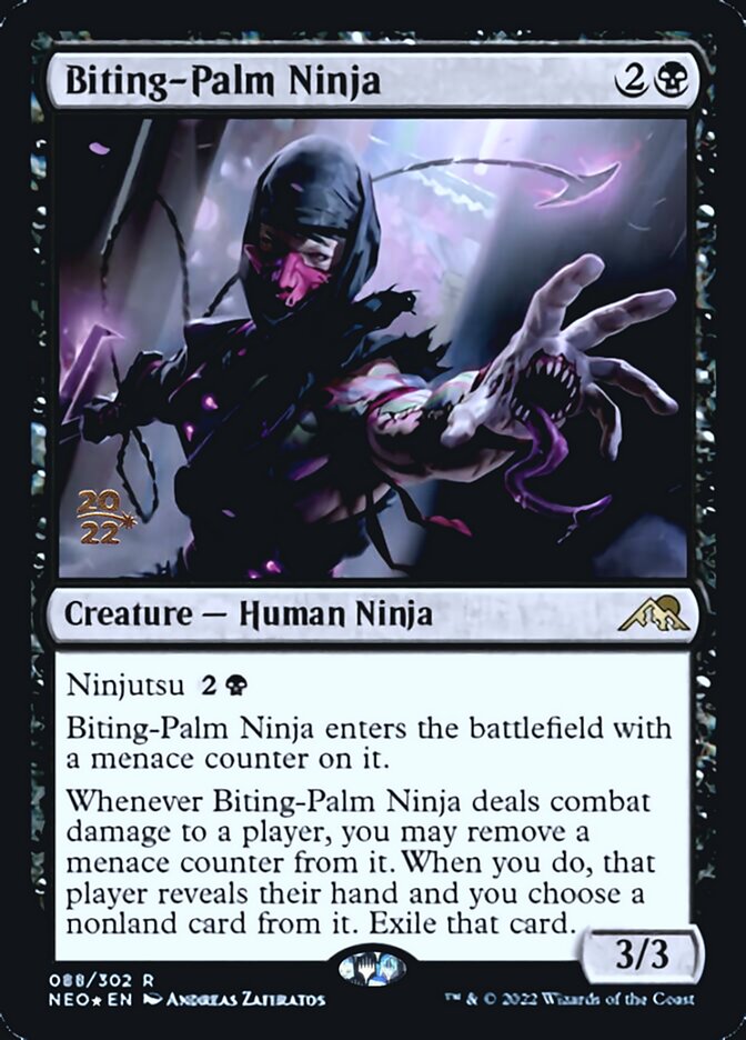 Biting-Palm Ninja [Kamigawa: Neon Dynasty Prerelease Promos] | Pegasus Games WI