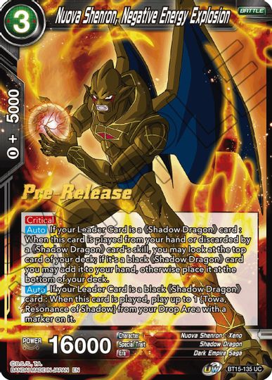 Nuova Shenron, Negative Energy Explosion (BT15-135) [Saiyan Showdown Prerelease Promos] | Pegasus Games WI