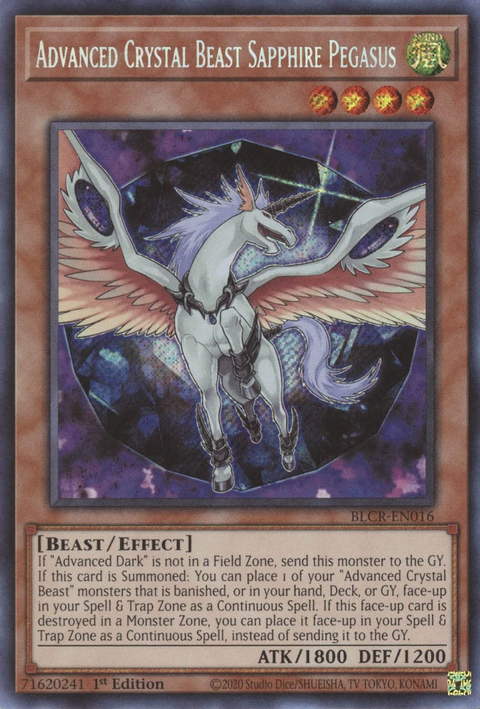 Advanced Crystal Beast Sapphire Pegasus [BLCR-EN016] Secret Rare | Pegasus Games WI