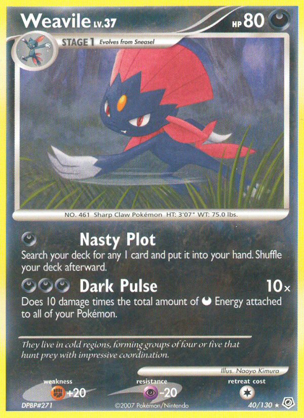 Weavile (40/130) [Diamond & Pearl: Base Set] | Pegasus Games WI