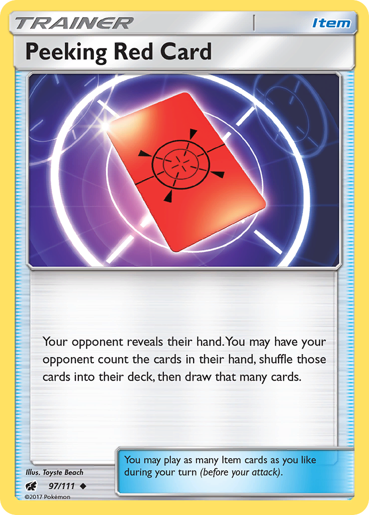 Peeking Red Card (97/111) [Sun & Moon: Crimson Invasion] | Pegasus Games WI