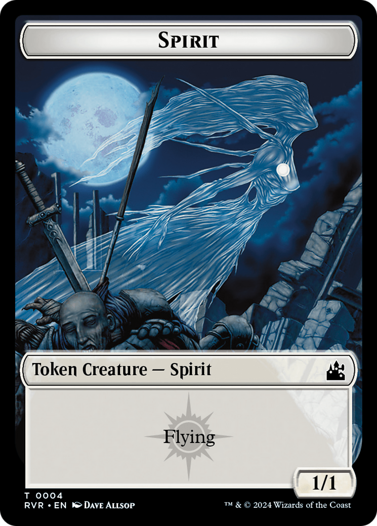 Elf Knight // Spirit (0004) Double-Sided Token [Ravnica Remastered Tokens] | Pegasus Games WI