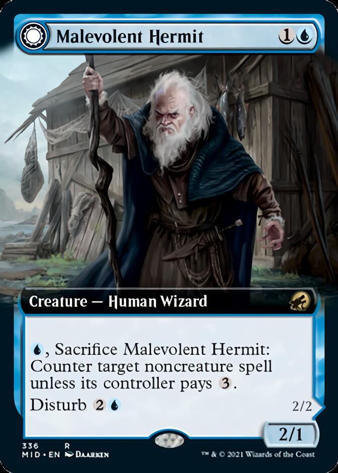 Malevolent Hermit // Benevolent Geist (Extended Art) [Innistrad: Midnight Hunt] | Pegasus Games WI