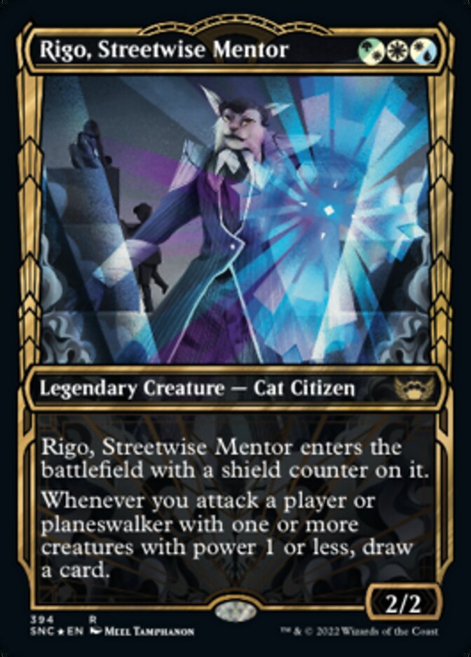 Rigo, Streetwise Mentor (Showcase Golden Age Gilded Foil) [Streets of New Capenna] | Pegasus Games WI