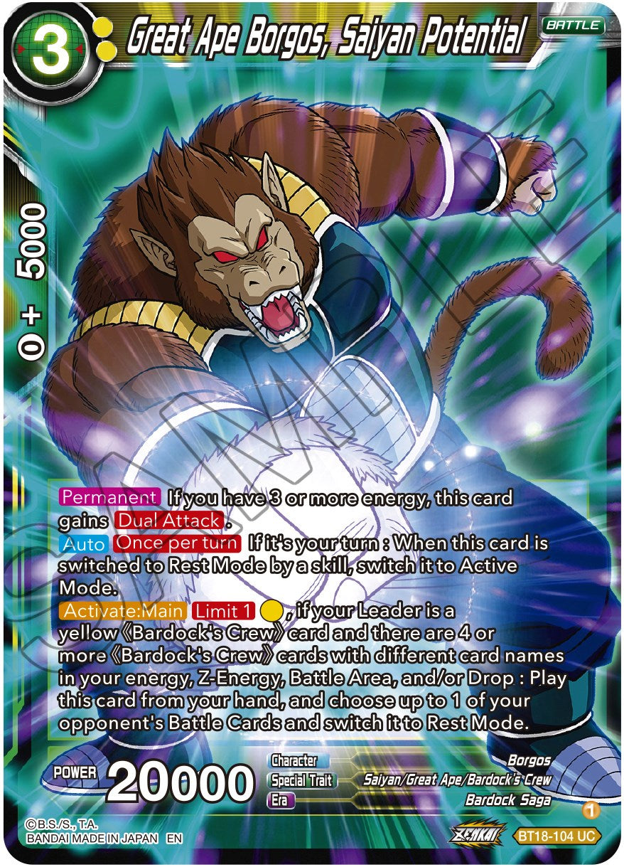 Great Ape Borgos, Saiyan Potential (BT18-104) [Dawn of the Z-Legends] | Pegasus Games WI