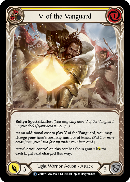 V of the Vanguard (Rainbow Foil) [U-MON035-RF] Unlimited Rainbow Foil | Pegasus Games WI