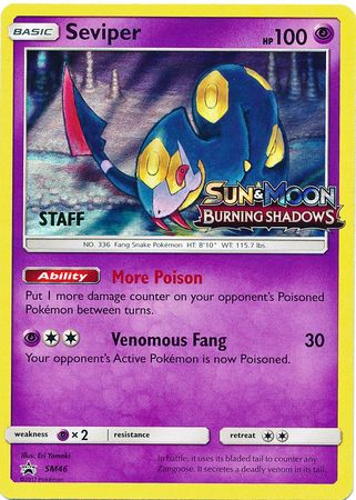 Seviper (SM46) (Staff Prerelease Promo) [Sun & Moon: Black Star Promos] | Pegasus Games WI