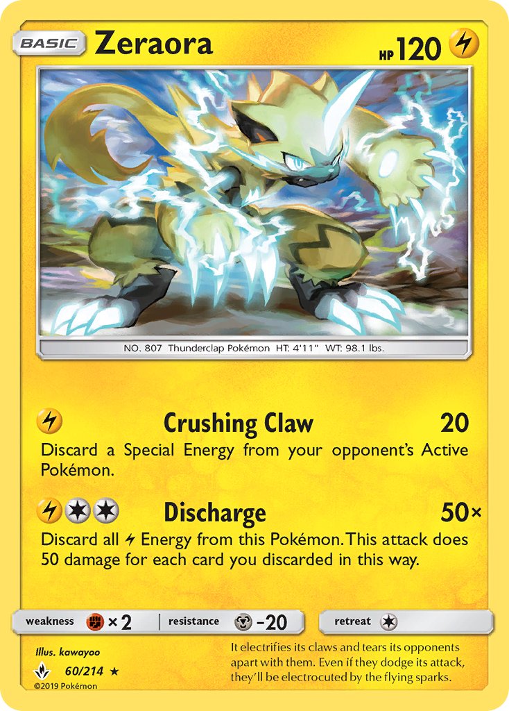 Zeraora (60/214) (Cracked Ice Holo) (Theme Deck Exclusive) [Sun & Moon: Unbroken Bonds] | Pegasus Games WI