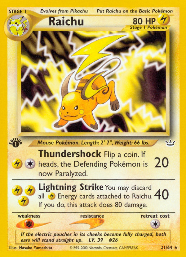 Raichu (21/64) [Neo Revelation 1st Edition] | Pegasus Games WI