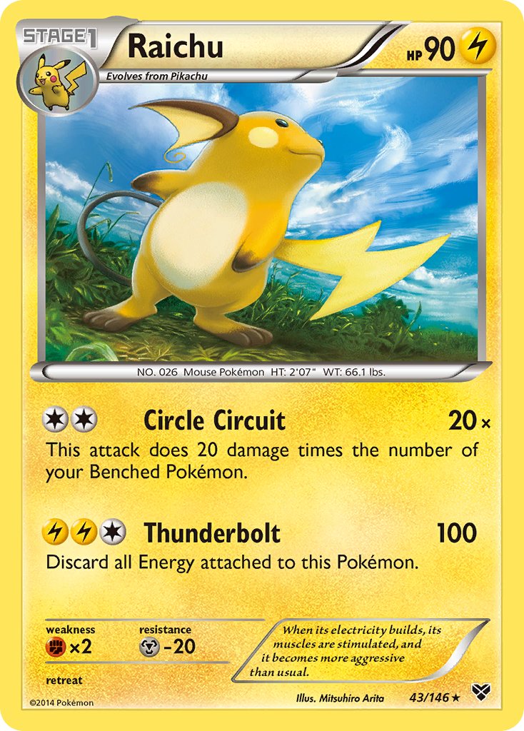 Raichu (43/146) (Battle Arena Deck Exclusive) (Theme Deck Exclusive) [XY: Base Set] | Pegasus Games WI