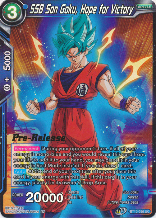 SSB Son Goku, Hope for Victory (BT10-036) [Rise of the Unison Warrior Prerelease Promos] | Pegasus Games WI