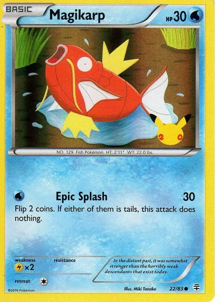 Magikarp (22/83) (20th Anniversary Stamp) [XY: Generations] | Pegasus Games WI