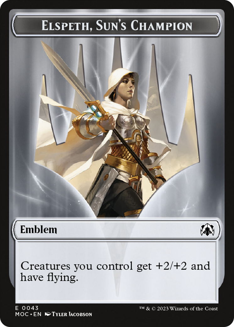Warrior // Elspeth, Sun's Champion Emblem Double-Sided Token [March of the Machine Commander Tokens] | Pegasus Games WI
