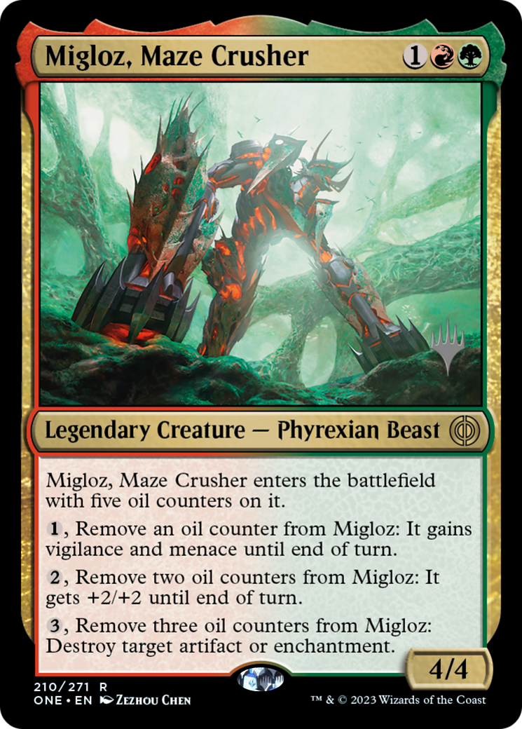 Migloz, Maze Crusher (Promo Pack) [Phyrexia: All Will Be One Promos] | Pegasus Games WI
