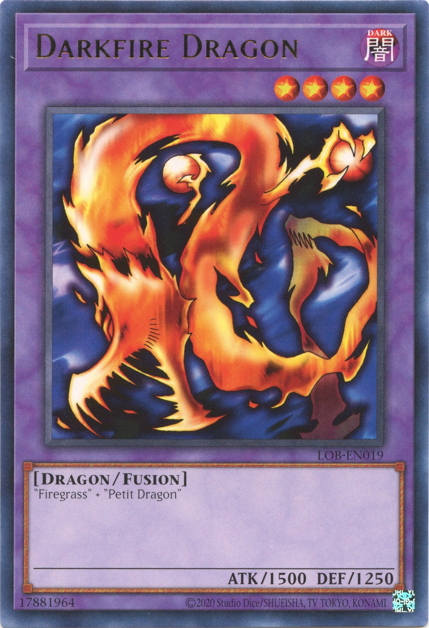 Darkfire Dragon (25th Anniversary) [LOB-EN019] Rare | Pegasus Games WI