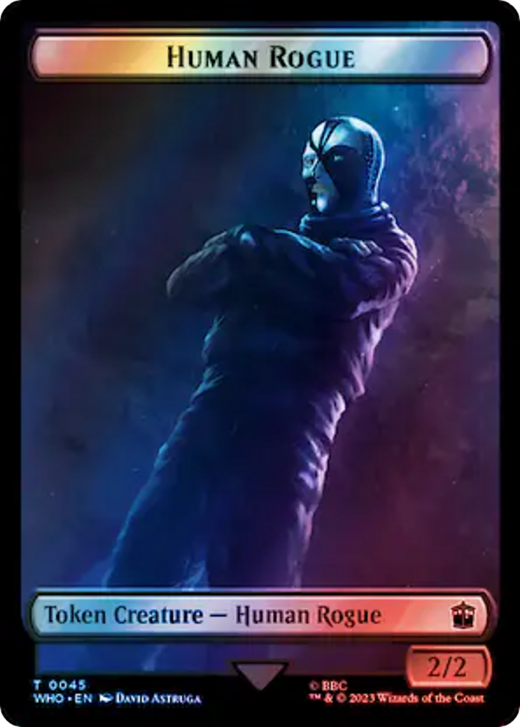 Human Rogue // Dinosaur Double-Sided Token (Surge Foil) [Doctor Who Tokens] | Pegasus Games WI