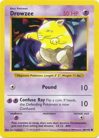 Drowzee (49/102) [Base Set Shadowless Unlimited] | Pegasus Games WI